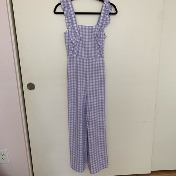 purple gingham jumpsuit